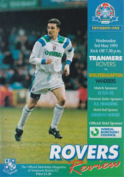 Tranmere Rovers v Wolverhampton Wanderers Match Programme 1995-05-03